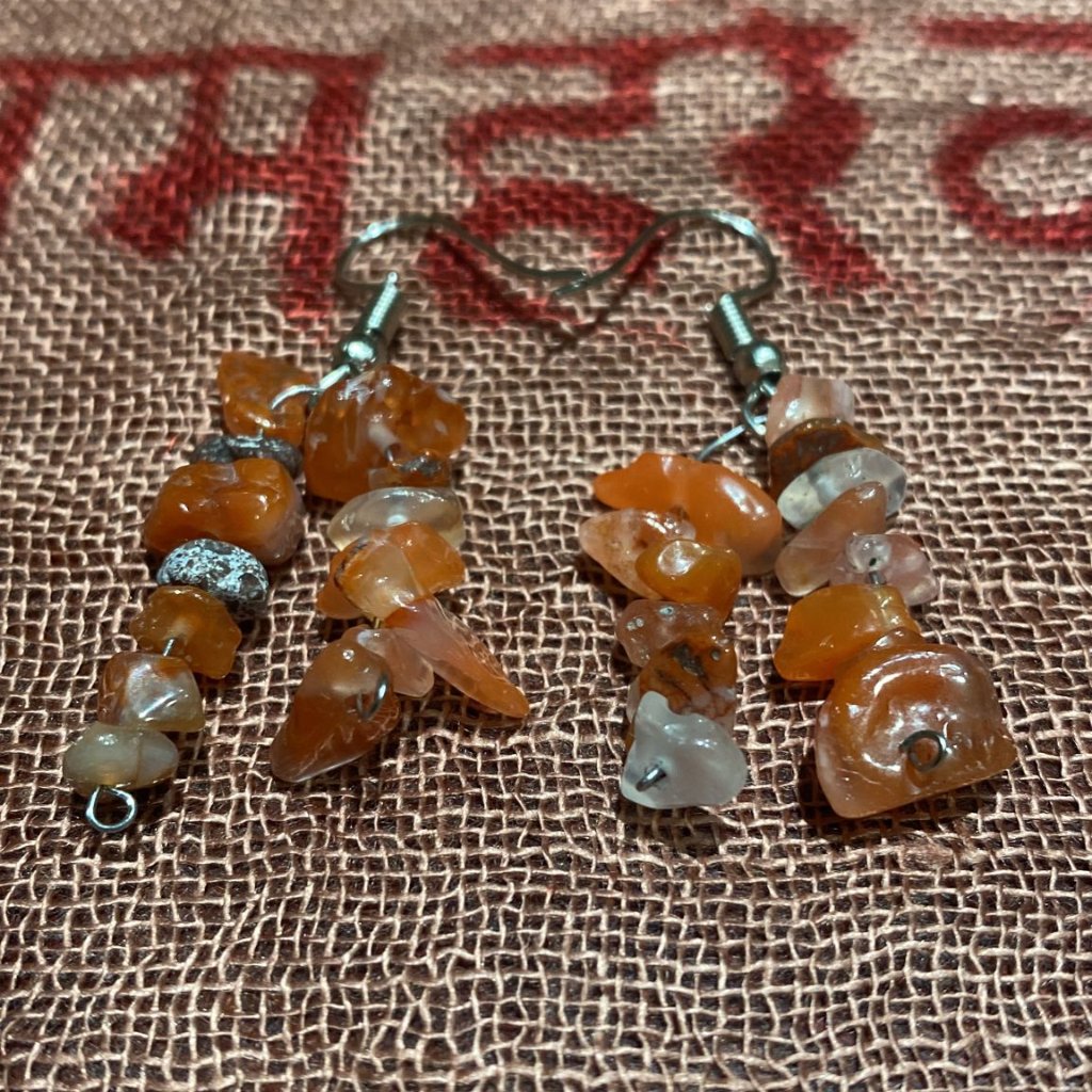 Carnelian Chips Dual-Strand Earrings